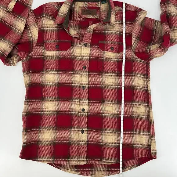 ORVIS Red and Tan Plaid Flannel Shacket Shirt Size Large - Picture 6 of 11